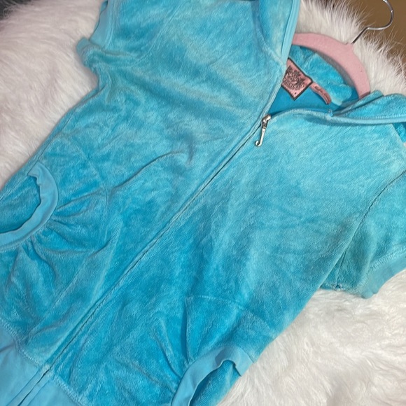 Juicy Couture Turquoise Blue Terry Top Short Sleeve P Vintage - Picture 5 of 10